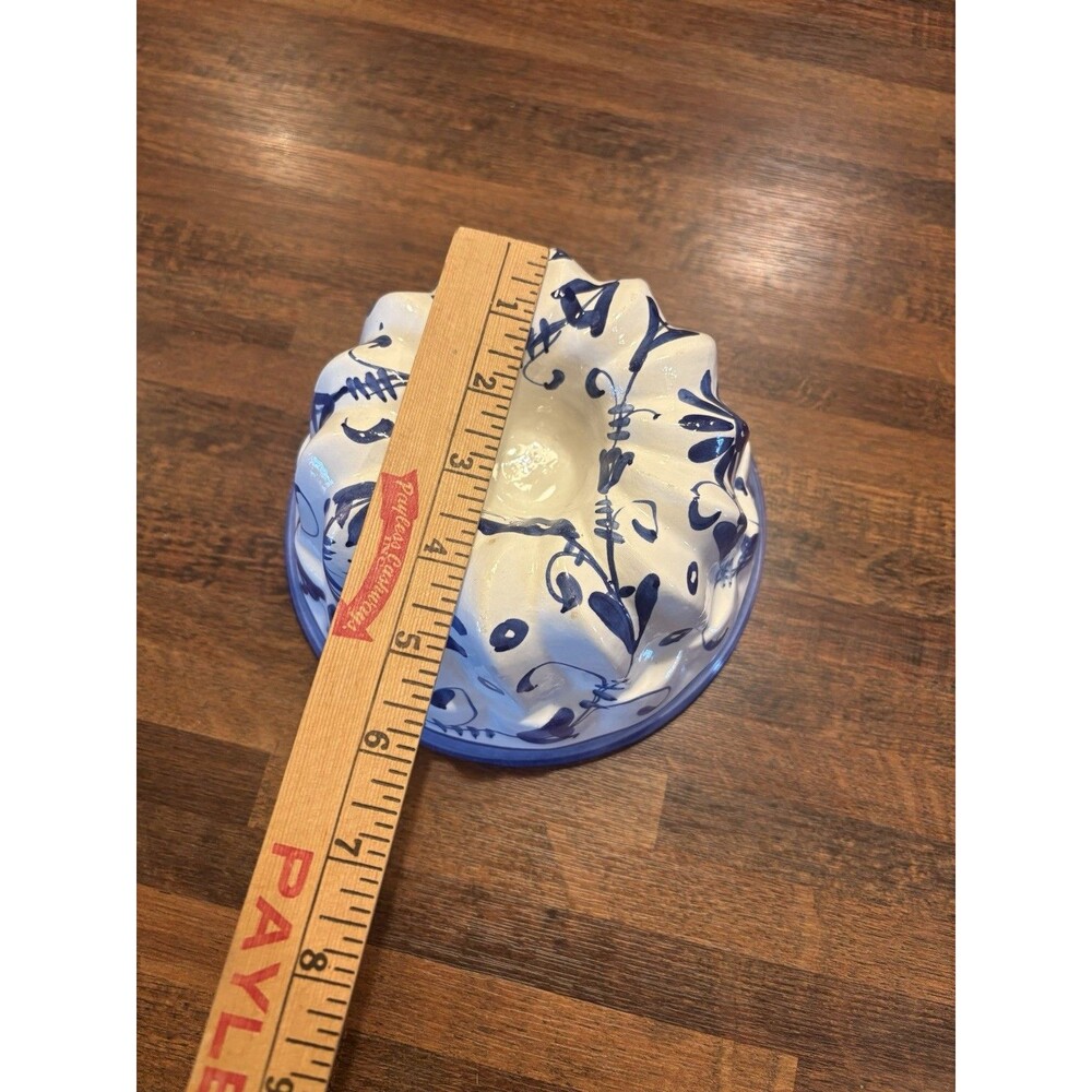 Vintage ABC Bassano ceramic molds, hand-painted  blue and white floral design